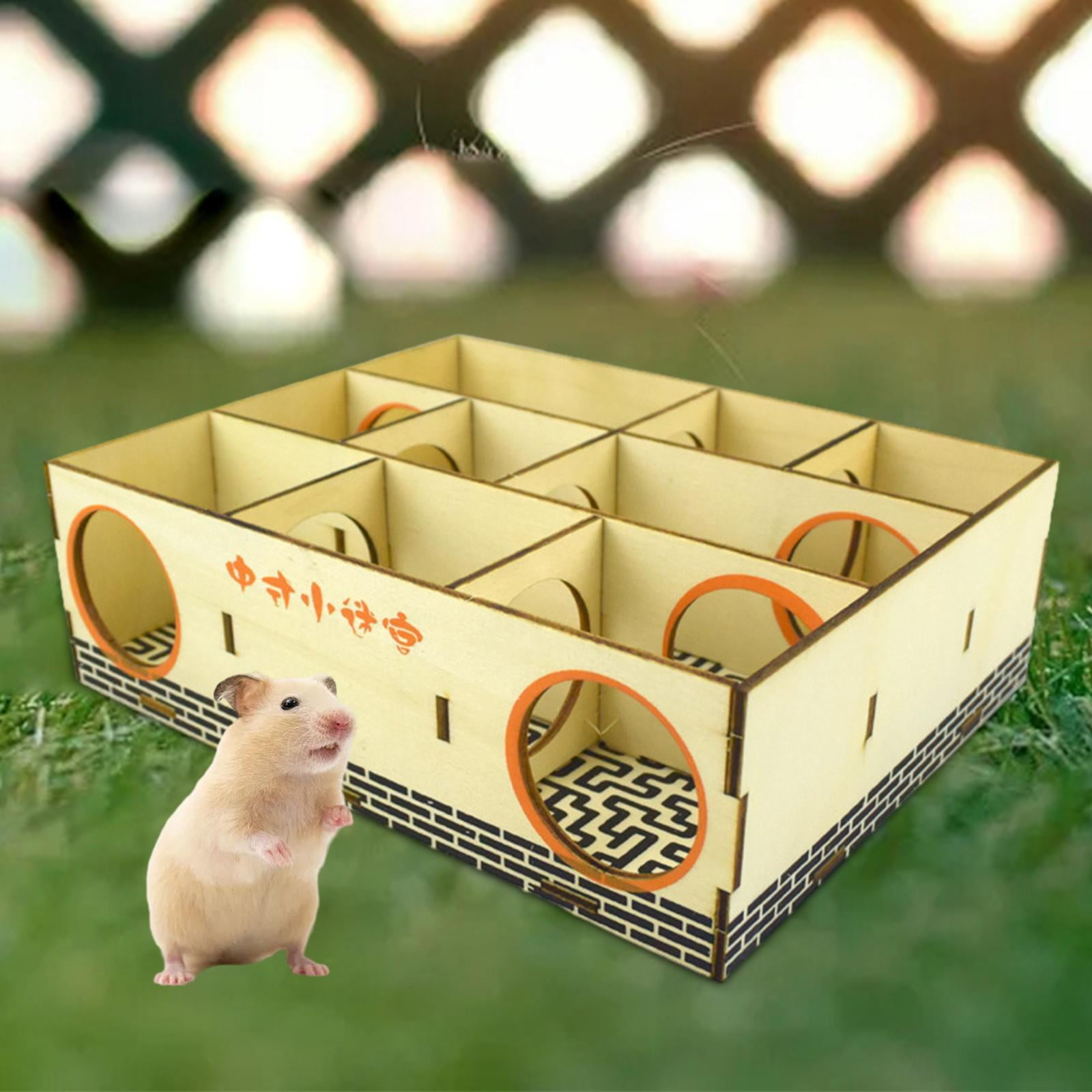 TOOYFUL Hamster Maze Hamster Maze Tunnel Labyrinth Puzzle Toy Exploring Toys Small Pets Playing Toys Mice Playhouse Wooden Hamster House 15.5x19.8x6cm