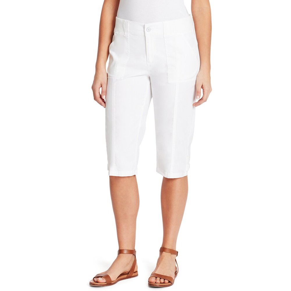 Gloria Vanderbilt Petites Gloria Vanderbilt Ribbed Utility Skimmer Pants Crystal White