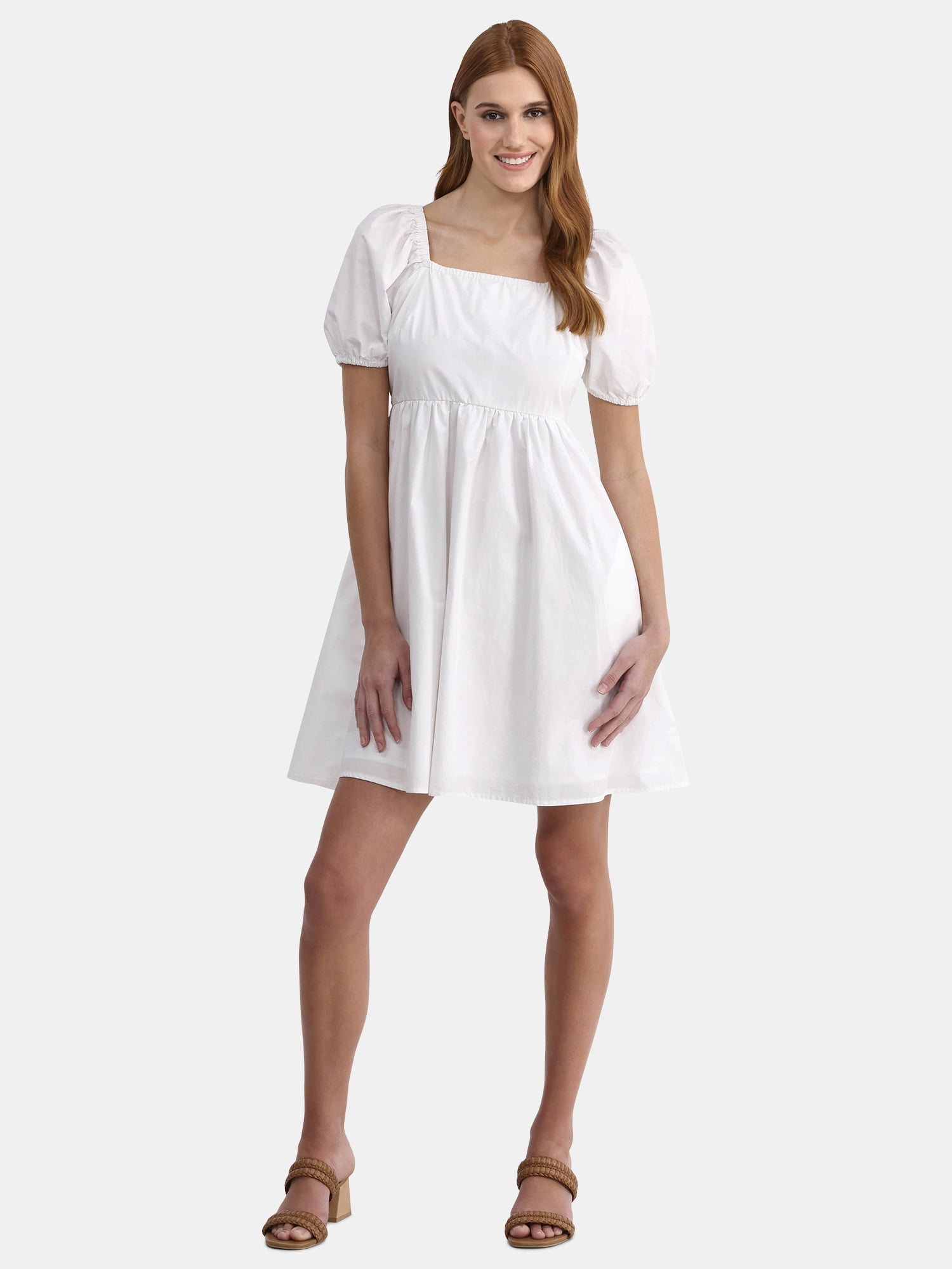Time and Tru Women's Puff Sleeve Mini Dress, Sizes XS-XXXL