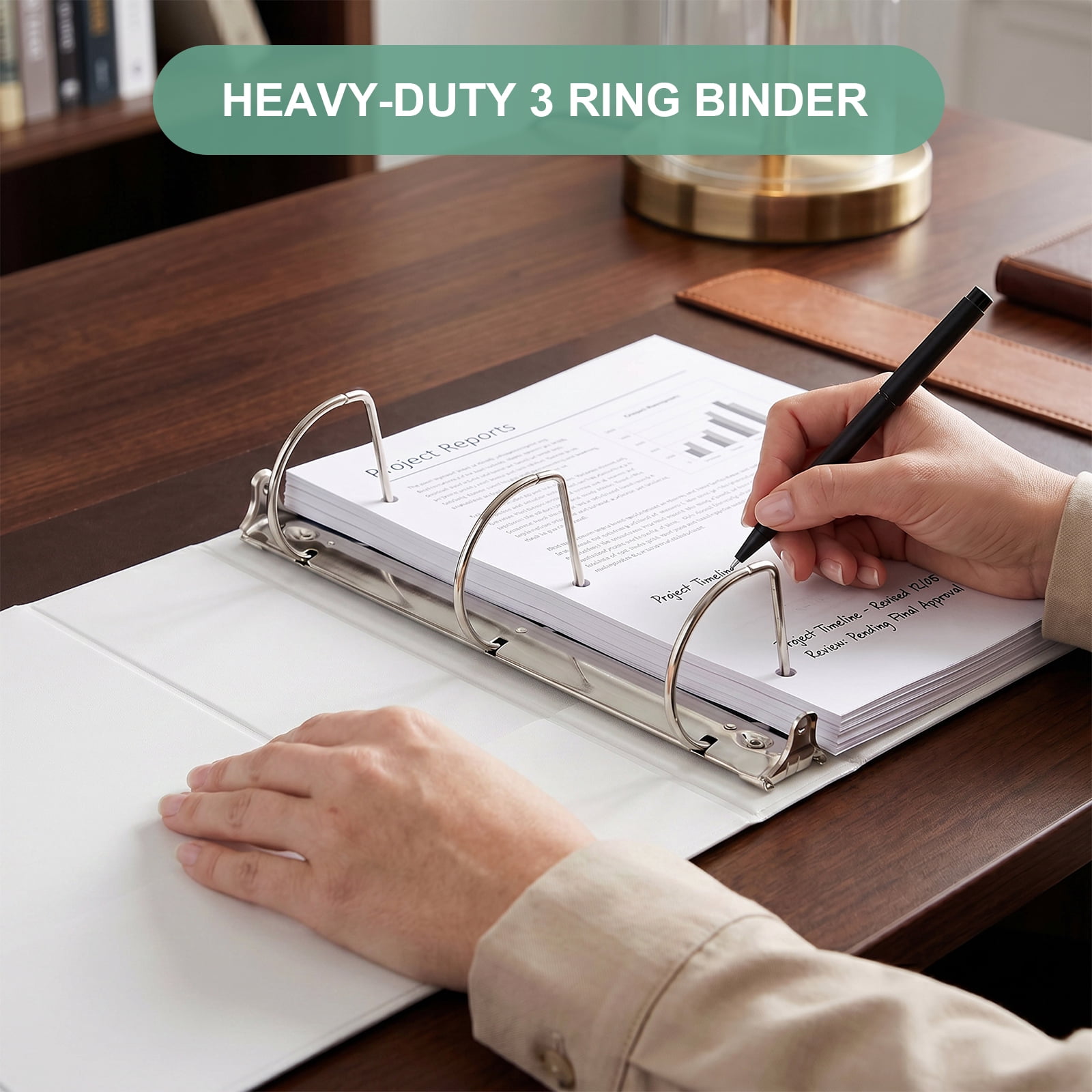 Comix Heavy-duty 4 inch 3 Ring Binder with Clear Cover,D Ring, 835 Sheets Capacity, Fits US Letter Size Paper, Office School Supplies, 2-Pack White