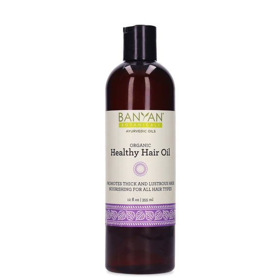 Banyan Botanicals Healthy Hair Oil – Organic Herbal Oil with Bhringaraj & Amla – Ayurvedic Hair Care for Strong, Thick, Lustrous Hair & for Scalp Massage – 12oz. – Non GMO Sustainably Sourced Vegan