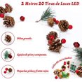 thumbnail image 3 of Guirnalda de Luces Navideñas de Conos de Pino, Luces de Alambre de Cobre con Bayas Rojas y Campanas, Cadena de Luces Decorativas para Arbol de Navidad, Habitación, Salón, 3 of 4