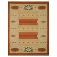 thumbnail image 2 of Rugsotic Carpets Eco-Friendly Woven Hand Woven Kilim Flat Weave White Rust Contemporary Area Rug, 3'x5' Rectangle, Antimicrobial, 2 of 5