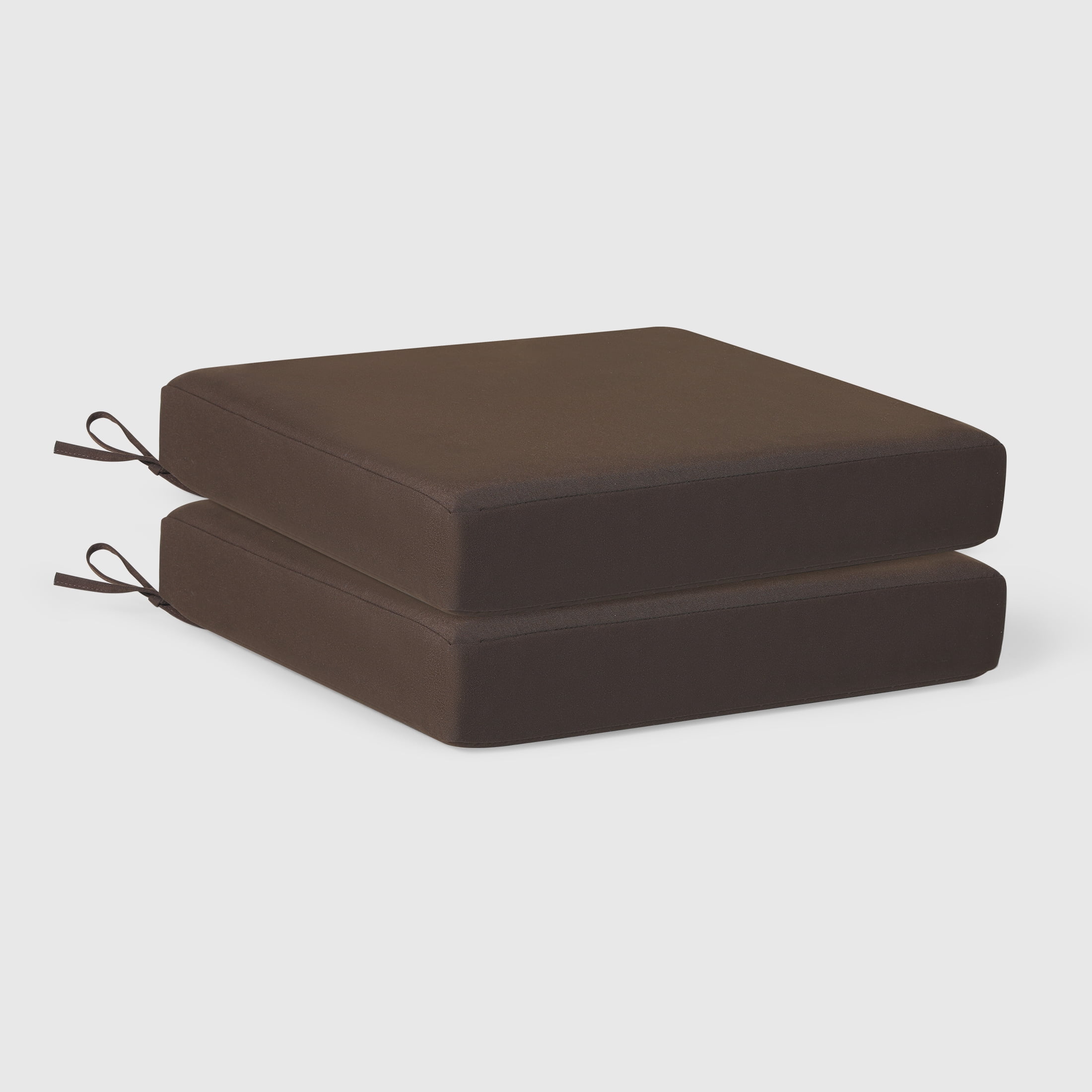 WestinTrends Solace Outdoor Patio Furniture Seat Chair Square Cushions Without Welt, Set of 2, 20" x 19", Brown