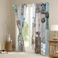 thumbnail image 4 of Patchwork Farmhouse Blackout Curtains Vintage Country Rustic Curtains 42"Wx63"L, Western Animal Wooden Plank Wood Decor Curtains & Drapes Cabin Room Decor Dandelion Daisy Window Curtains 2 Panels, 4 of 5