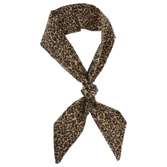 Unique Bargains 1 Pc Scarf Headband Leopard Neck Scarf for Women Khaki