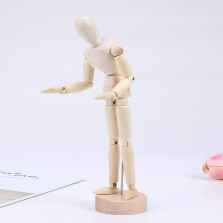 MUSEYA Desktop Statue Wooden Joints Person Model Bamboo Table Ornament 1Set