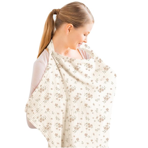 Funda de lactancia Konssy Muslin 100% algodón con flor de aro rígida