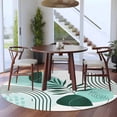 thumbnail image 4 of Round Area Rug 6 Ft, Boho Geometric Washable Non-Slip Circle Carpet for Living Room/Bedroom, Aqua Ethnic Abstract Stripes Leaves Low-Profile Indoor Mats Collection Rugs for Residential, 4 of 7