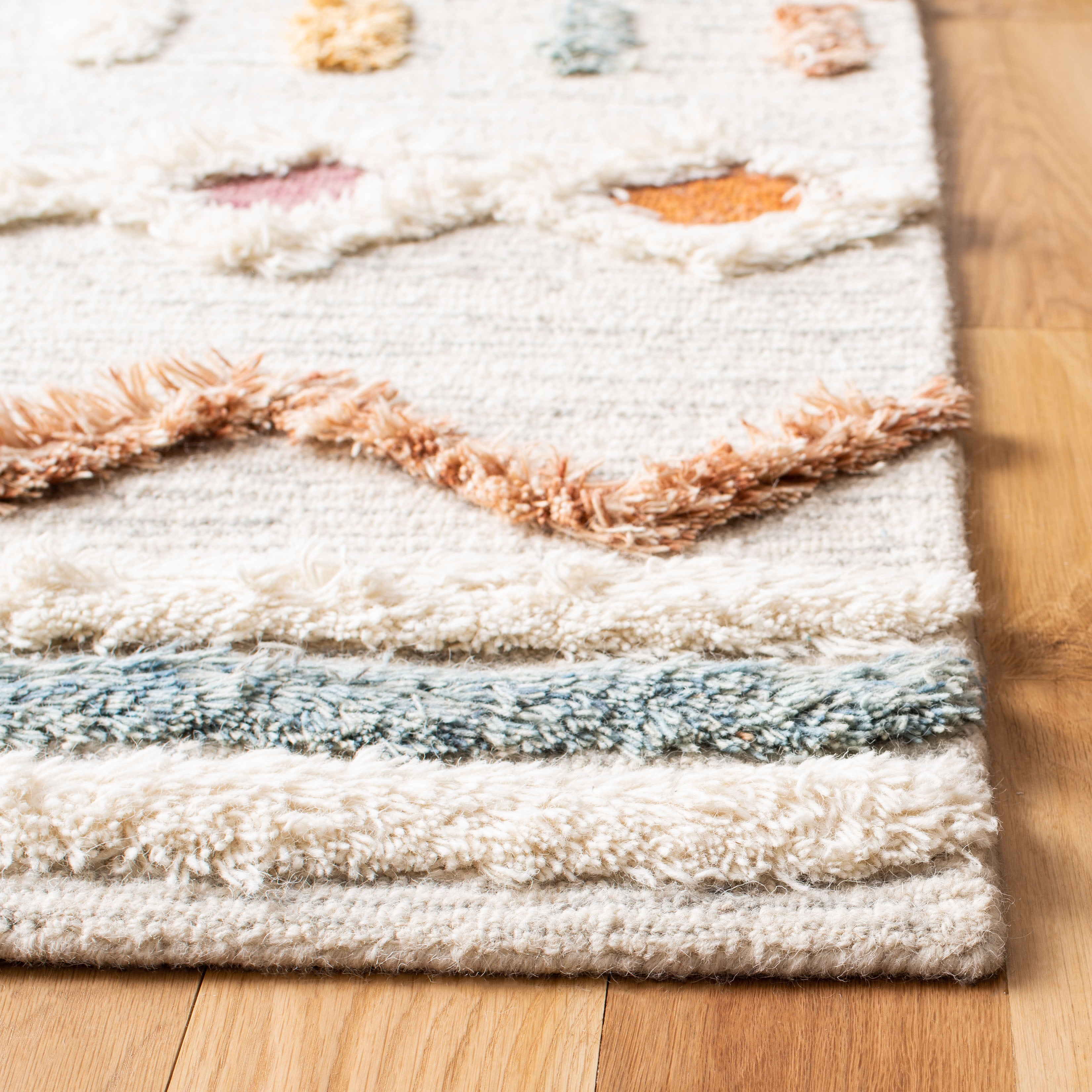 SAFAVIEH Kenya Arturas Southwestern Wool Runner Rug, Ivory/Blue, 2'3" x 10'