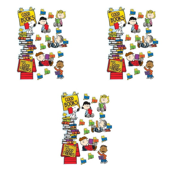 Eureka Peanuts Reading All-In-One Door Decor Kit, 32 Pieces Per Set, 3 Sets
