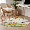 thumbnail image 5 of Easter Eggs Round Area Rugs Collection 4', Spring Flowers Truck Leaves Butterflies Beige Non Slip Indoor Circular Throw Runner Rug Floor Mat Carpet for Living Room Dining Table Bedroom Nursery, 5 of 9