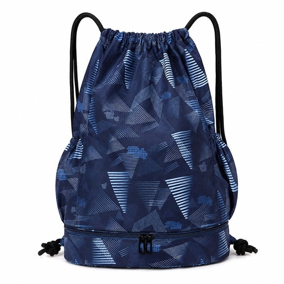 Drawstring Backpack with Shoe Compartment, Large Capacity Gym Drawstring Bag with Side Pockets, Cinch Bag for Sports, Travel & School