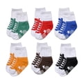thumbnail image 1 of EPEIUS Calcetines antideslizantes unisex para bebés como zapatos, botines antideslizantes para niños y niñas de 0 a 6 meses (juego de 6) negro/blanco/azul/amarillo/marrón/verde, 1 of 5