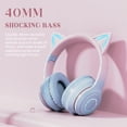 thumbnail image 5 of Auriculares con oreja de gato, auriculares supraaurales plegables Bluetooth5.3 con graves impactantes de 40 mm, micrófono incorporado y reproducción de tarjeta TF/modo con cable, 5 of 5