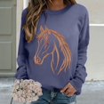thumbnail image 2 of Sweaters For Women Horse Print Hoodless Sweatshirt Riding Horse Lover Long Sleeve Crew Neck Pullover Tops Casual Loose Shirts Warm Soft For Fall And Winter 2Xl Womens Sweaters, 2 of 7