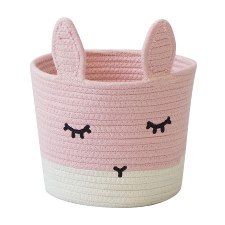 T&T Homewares Small Cute Pink Bunny Basket for Baby Toy Baskets, Baby Laundry Baskets, Nursery Storage, Woodland Nursery Decor, Kids Storage Basket, Dog Cat Toy Basket