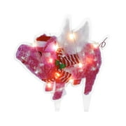 Vkasd Light Christmas Pig Decoration Wings, Striped Scarf Ornament