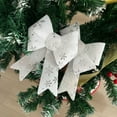 thumbnail image 5 of Taotanxi Large Christmas Wreath Bows, Christmas Glitter Silver Snowflakes Burlap Linen Bows for Wreath, Large Tree Topper Ribbon Bow for New Year Indoor Outdoor Xmas Party Decoration, 5 of 6