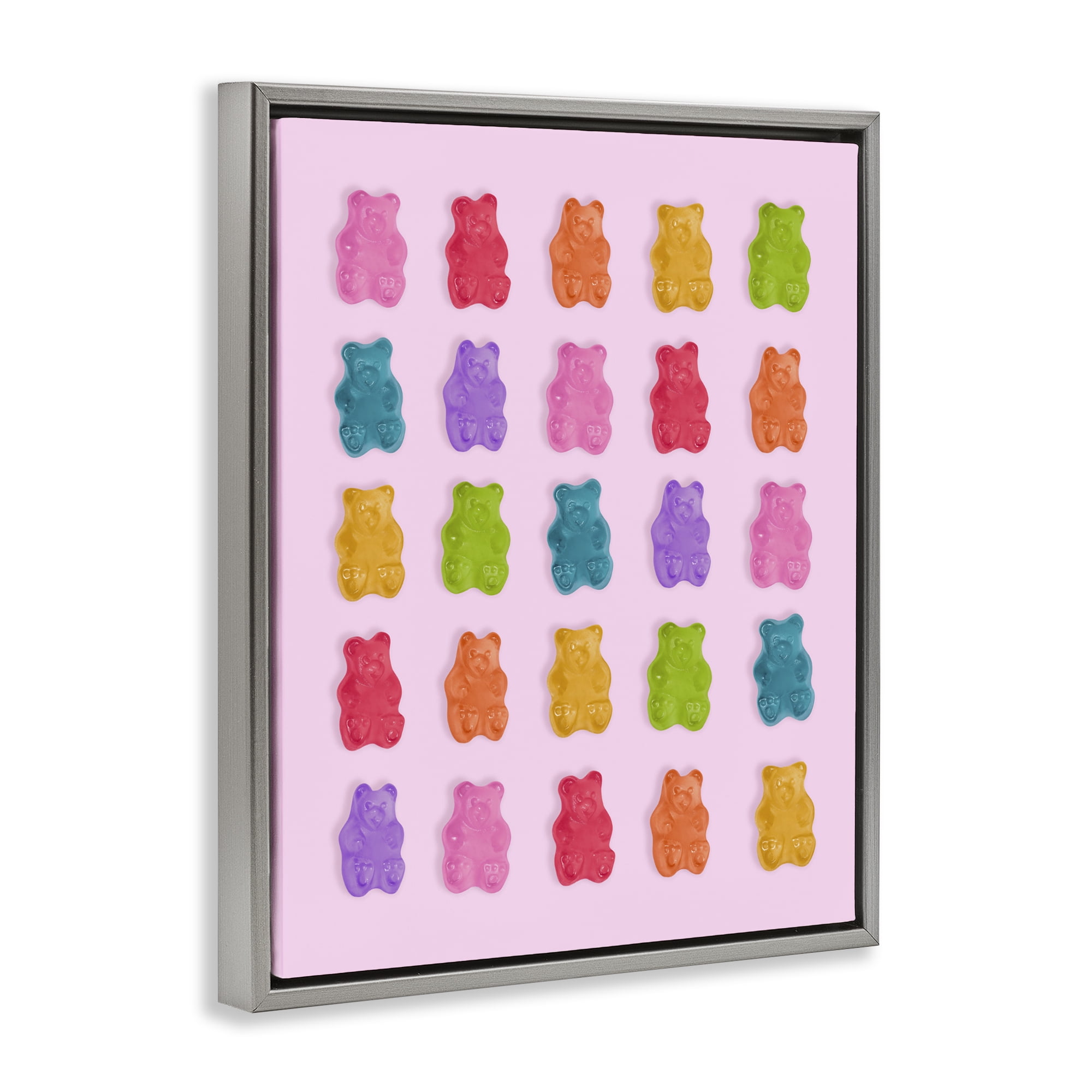 Stupell Industries Pastel Gummies on Pink Gray Framed Floater Canvas Wall Art, design by LISH Creative