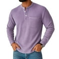 thumbnail image 2 of Men's Henley Shirts Long Sleeve Basic Waffle Knit Pullover T-Shirt with Pocket, 2 of 4