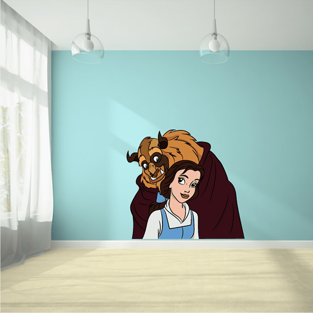 Disney Belle Beast Beauty And The Beast Cartoon Decors Wall Sticker Art Design Decal For Girls Boys Kids Room Bedroom Nursery Kindergarten Home Decor Stickers Wall Art Vinyl Decoration x18 Inch