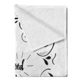 thumbnail image 2 of Book Soft Flannel Fleece Throw Blanket, Get Lost Reading Printed Words Hand Drawn Floral Pattern Books Arrow, Cozy Plush for Indoor and Outdoor Use, 50" x 60", Black White, by Ambesonne, 2 of 5