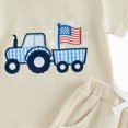 thumbnail image 5 of Kaprioy Baby Boy 4th of July Outfits Toddler Boys Summer Clothes Short Sleeve Independence Day Car Trailer Cartoon Printed T-Shirt Striped Solid Shorts 2Pcs Set, 5 of 5