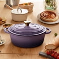 thumbnail image 6 of Hawsaiy 4.5 QT Nonstick Cast Iron Oval Dutch Oven with Side Handles & Oven Gloves, Enameled Cookware for Baking, Braising, Roasting, and Cooking, Purple, 6 of 9