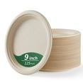 thumbnail image 1 of GPED Platos de Papel Compostables de 9 Pulgadas, Paquete de 125 Platos Desechables Resistentes, Bagazo de Caña de Azúcar Biodegradable Ecológico, Marrón Natural sin Blanquear, Plato de Papel Perfecto, 1 of 7