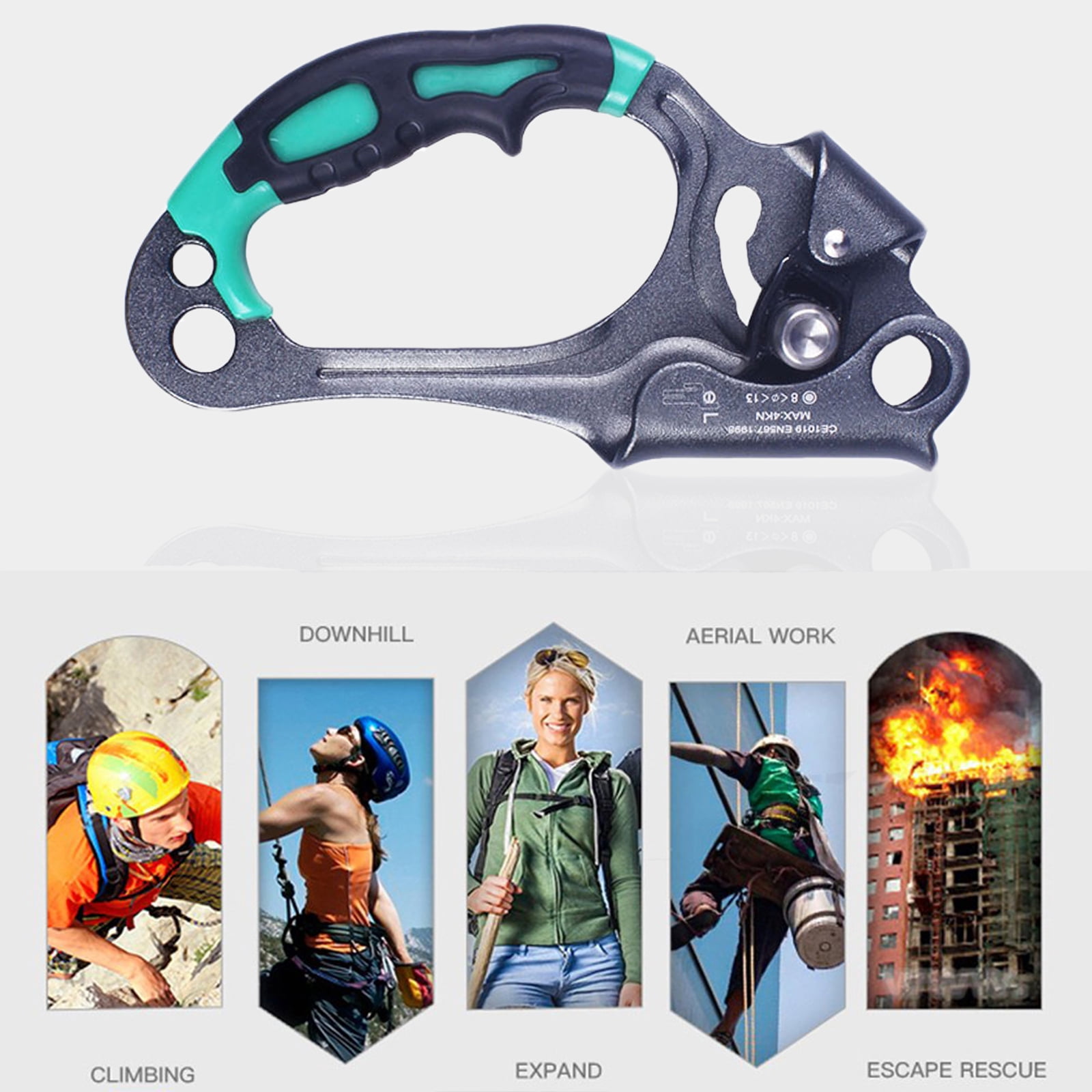 Ueasy Hand Ascender for Climbing Rope Rock Climbing Ascender with Rubber Handle Strong Rappelling Gear for 8-12mm Rope Climbing Equipment for Outdoor Adventures
