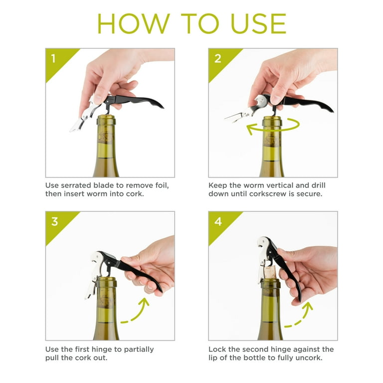 Truetap Green Double Hinged Waiter s Corkscrew Bottle Opener w Foil Cutter