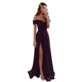 thumbnail image 1 of Vestido de fiesta GODCUN de satén con hombros descubiertos, corte en A, vestido de fiesta, 1 of 7