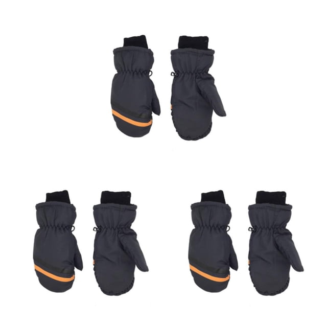 Billuyoard 3 pares de manoplas para niños, guantes cálidos impermeables de invierno con gancho, equipo deportivo, patrón geométrico fácil de Type1 NO1