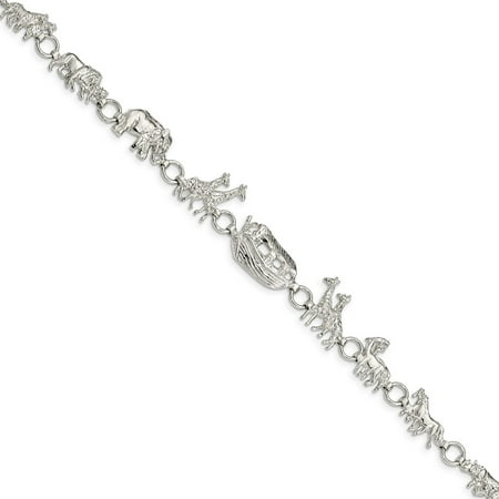 - Solid 925 Sterling Silver Noah's Ark Bracelet 7