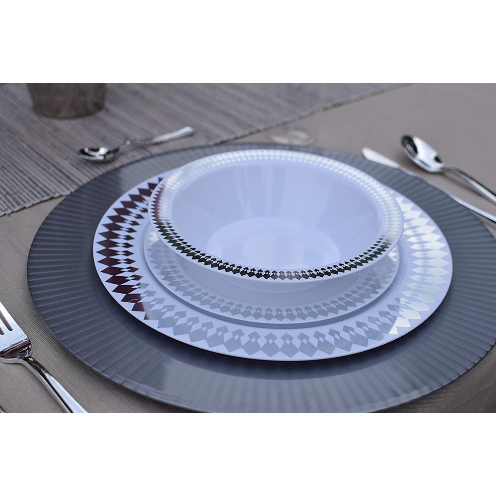 Exquisite Wedding & Party Dinnerware, Disposable Plastic Soup Bowls (14