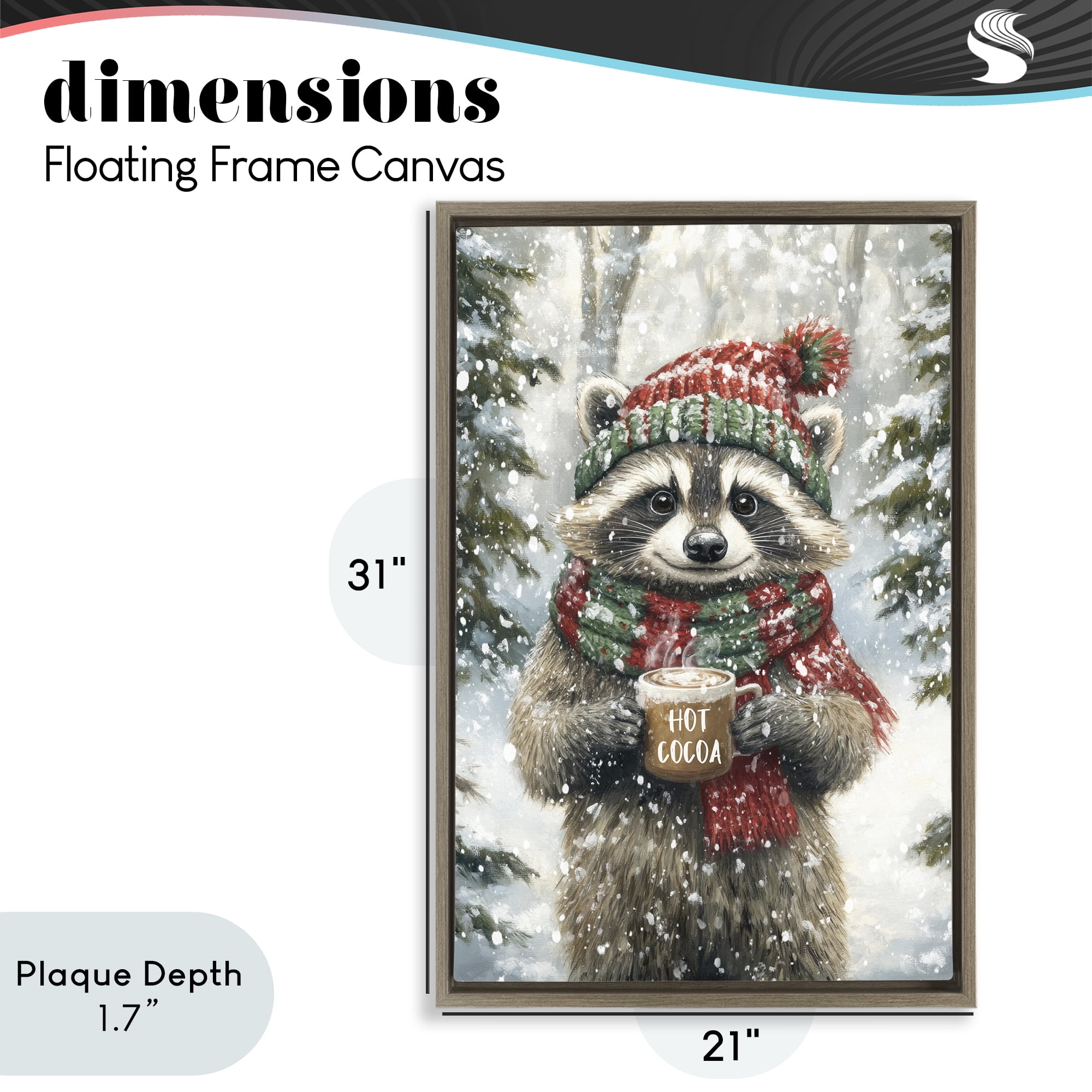 Stupell Industries Merry Cocoa Raccoon Brown Framed Floater Canvas Wall Art, design by Tina LeCour