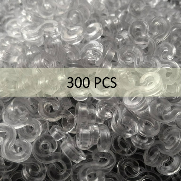 JeashCHAT 300 Pcs S Clips Rubber Band Clips Clear Plastic Connectors  Refills Bracelet Clips for Bracelets and DIY Bracelet Making Clearance  (Clear)