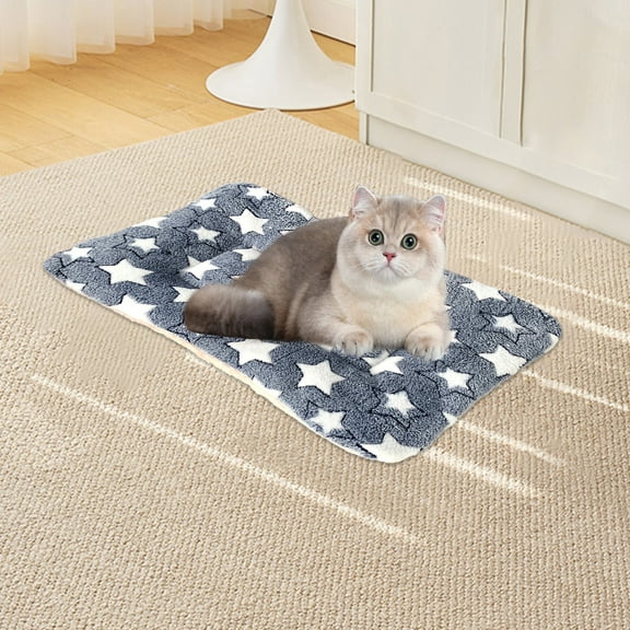 FYTPOV Dog Mat Crate Pad, Soft Pet Bed with Cute Paws Stars Print, Washable Crate Mat for Large Medium Small Dogs, Dog Crate Kennel Mat Cat Bed Liner, 18.9*13.4inch