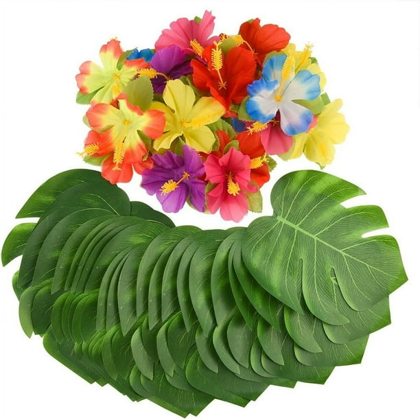 Fiesta en la jungla, decoraciones hawaianas con temática de jungla Tiki Luau para celebraciones de verano, guirnalda de hojas de tucán con pájaros tropicales, linternas de papel en forma de abanico,