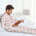thumbnail image 5 of Bingfone Men's Pajama Set 2 Piece Loungewear PJs, Long Sleeve with Pajama Pants-Pink Checkboard, 5 of 7