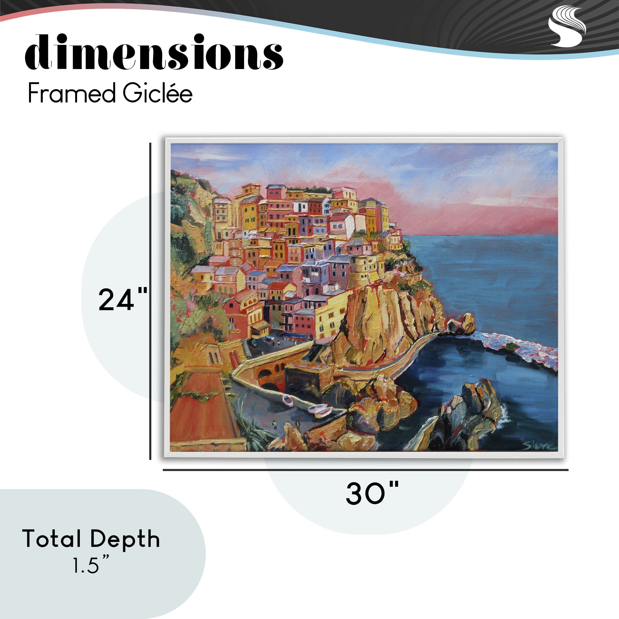 Stupell Industries Cinque Terre Seascape Architecture White Framed Giclee Art, design by Maxine Shore