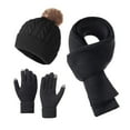 thumbnail image 3 of Msgweeeg Mens Ski Gloves Snow Gloves Solid Color Knitted Hat Three-piece Set for Winter Warm and Cold-proof Thick Outdoor Wool Hat Scarf Gloves Set, 3 of 7