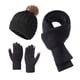 thumbnail image 2 of Solid Color Knitted Hat Three-piece Set For Winter Warm And Cold-proof Thick Outdoor Wool Hat Scarf Gloves Set, 2 of 6