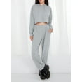 thumbnail image 3 of Lucakuins, conjunto de pijamas para mujer, 2 piezas, ropa de salón, trajes de Color sólido con cordón, sudaderas con capucha, Tops cortos y pantalones, ropa de dormir, trajes Lucakuins moda, 3 of 8