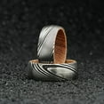 thumbnail image 2 of 1 piece 8mm jewelry high quality Damascus whiskey barrel ring, men's Damascus steel and wood ring, boyfriend's unique engagement Christmas gift Damascus steel content >60%,Black,11, 2 of 14