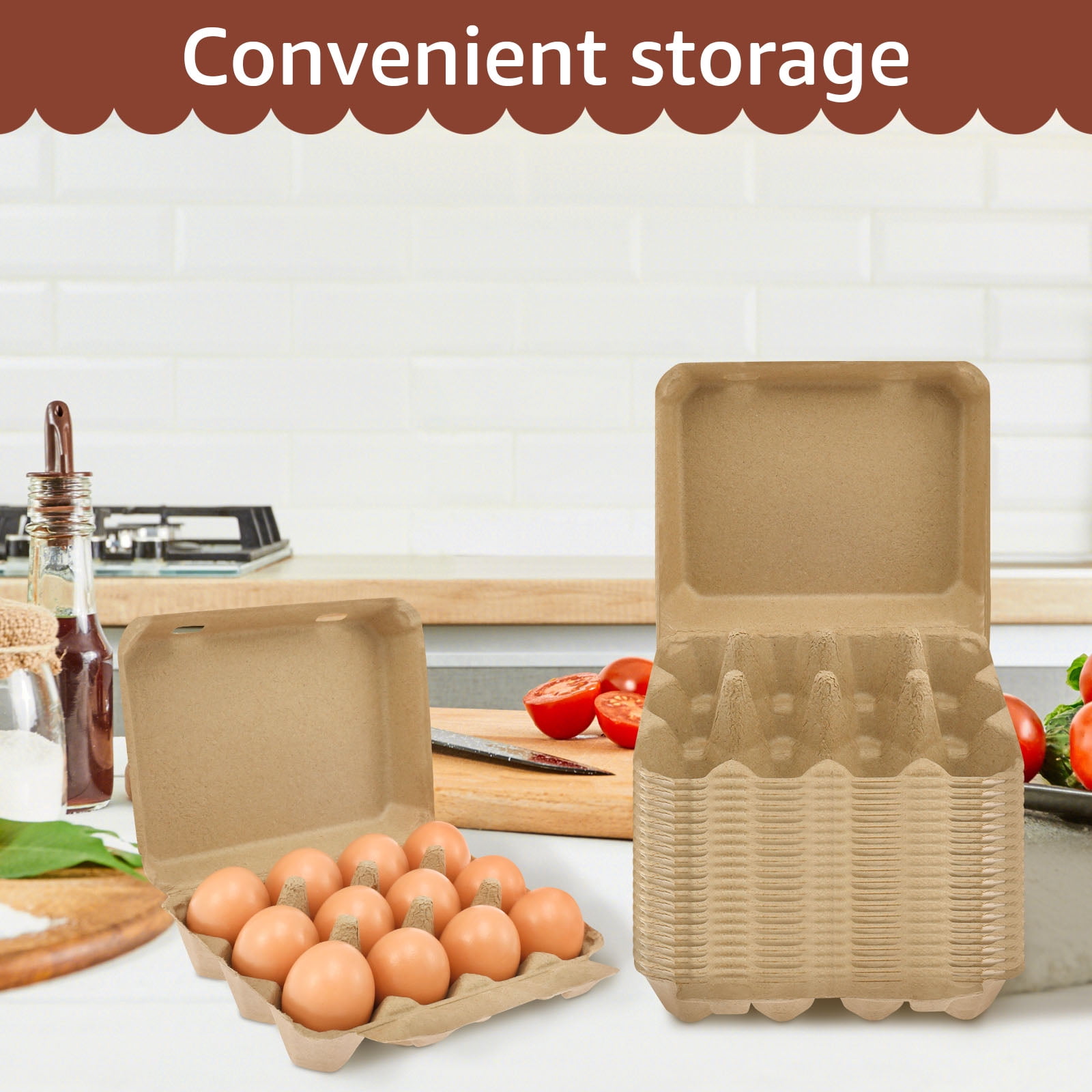 1 Dozen Egg Cartons 20 Pack, Blank Natural Pulp Empty Trays, 12 Count Bulk Holder with Double Buckle for Fresh Duck and Chicken Eggs
