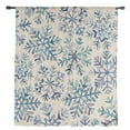 thumbnail image 2 of Blue Snowflake Christmas Semi Sheer Curtains Drapes for Living Room, Bedroom, French Doors Window 54 Inches Long, Xmas Snowflake Vintage Rod Pocket Chiffon Curtain Drapery Voile Draperies Panel, 2 of 6