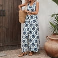 thumbnail image 5 of Women's belted waist printed V-neck sleeveless slit dress, 5 of 5