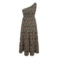thumbnail image 3 of Pompotops Robes d'Été Décontractées pour Femmes Col Rond Manches Courtes Pliantes avec Poche Imprimées, 3 of 4
